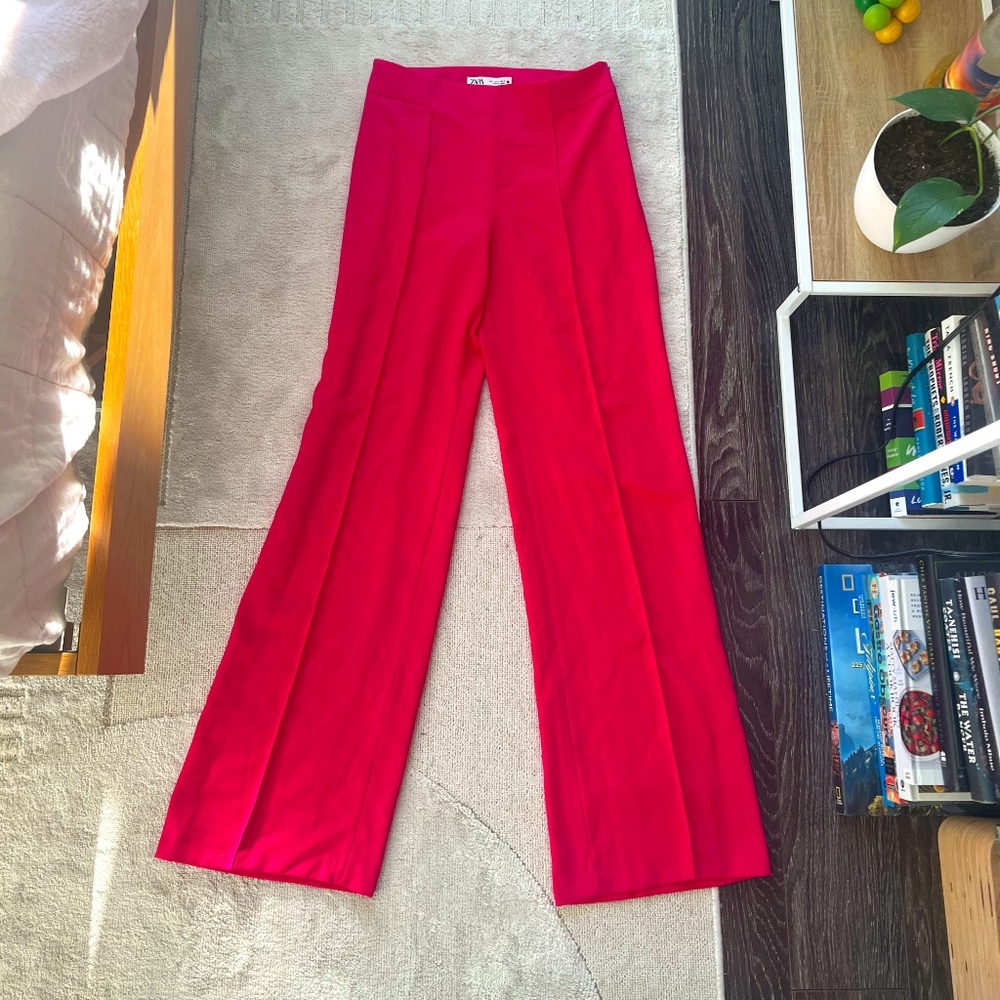 Hot Pink Zara Bootleg Pants, Size Small